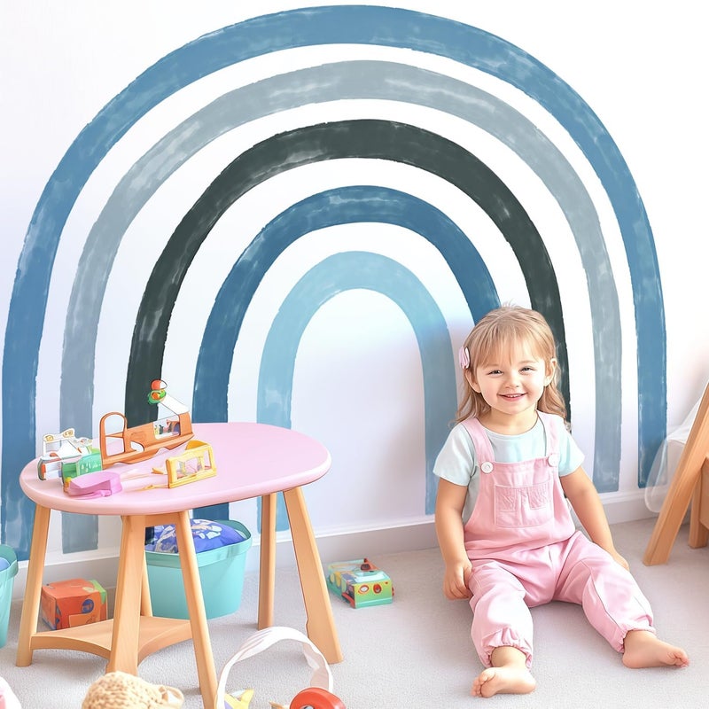 Kingarch Large Boho Rainbow Wall Decals, Colorful Peel and Stick Fabric Nursery Wall Decor, Removable Home Room Wall Decor Murals Stickers for Kids Girls Toddler Bedroom Living Room Playroom - Image 1